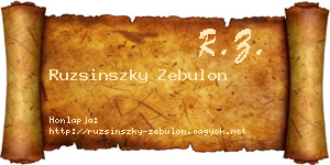 Ruzsinszky Zebulon névjegykártya